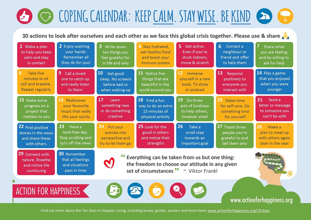 Action for Happiness Coping Calendar